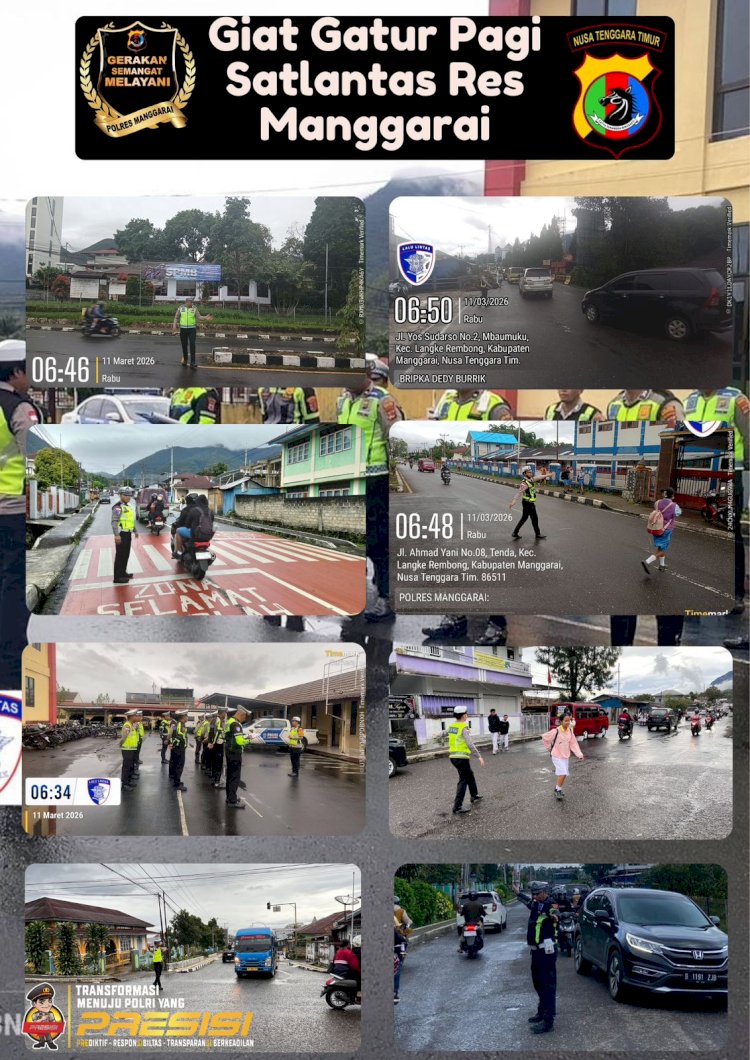 Sat Lantas Polres Manggarai Laksanakan Gatur Pagi untuk Kelancaran Arus Lalu Lintas