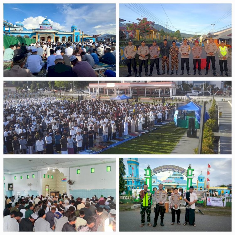 Polres Manggarai  Polda NTT , amankan Pelaksanaan Sholat Idul Fitri 1447 H di Wilayah Hukum Polres Manggarai , wujudkan situasi  aman dan Kondusif