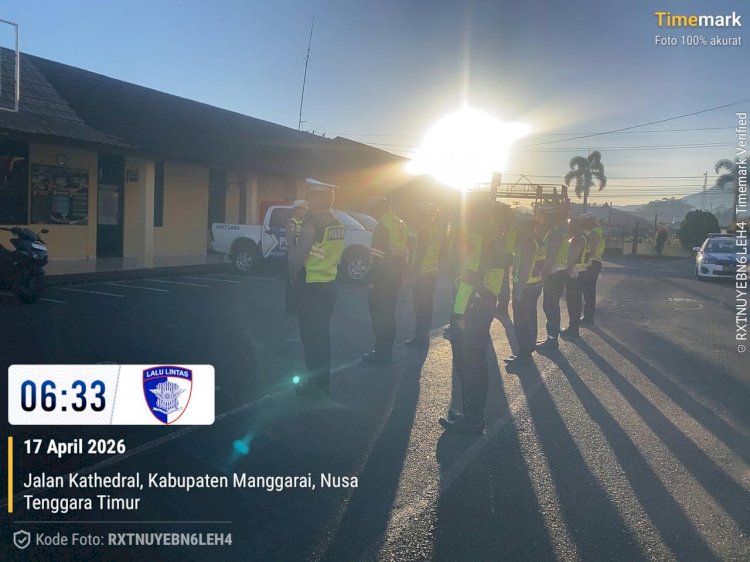 Sat Lantas Polres Manggarai Laksanakan Pengaturan Pagi, Wujudkan Kamseltibcarlantas