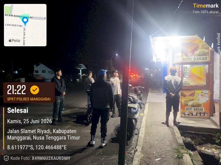 Patroli Malam SPKT Polres Manggarai, Warga Diajak Bersama Menjaga Kamtibmas Tetap Kondusif