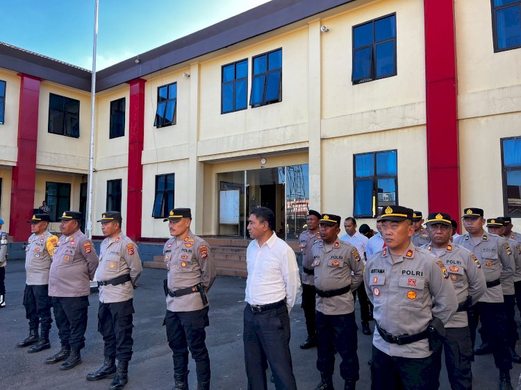 KAPOLRES MANGGARAI AKBP LEVI DEFRIANSYAH GELORAKAN NILAI-NILAI TRI BRATA DAN CATUR PRASETYA, BANGUN ETOS KERJA DAN CEGAH PELANGGARAN PERSONEL