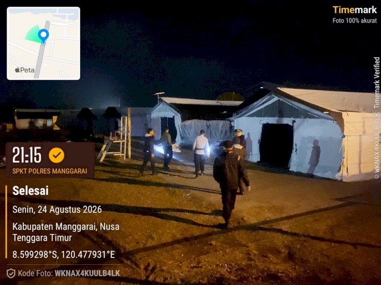 Patroli SPKT Polres Manggarai Pastikan Keamanan Rumah Sakit Lapangan di Kota Ruteng
