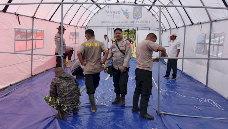 Polsek Cibal Pasang Tenda Darurat di Puskesmas Beamese, Pastikan Pelayanan Kesehatan Tetap Berjalan