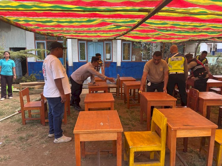 PASCA GEMPA, POLRES MANGGARAI BANGUN 16TENDA BELAJAR DI LIMA KECAMATAN DUKUNG PROSES BELAJAR MENGAJAR KEMBALI BERJALAN AMAN