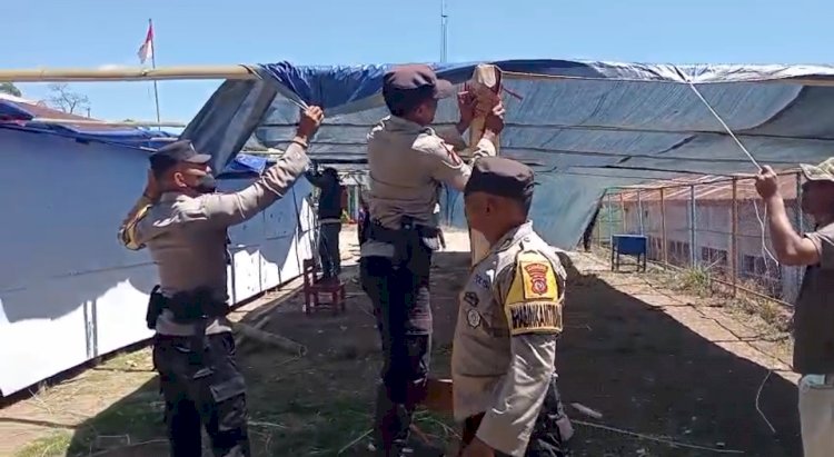 PASCA GEMPA, POLRES MANGGARAI BANGUN 16 TENDA BELAJAR DI LIMA KECAMATAN DUKUNG PROSES BELAJAR MENGAJAR KEMBALI BERJALAN AMAN