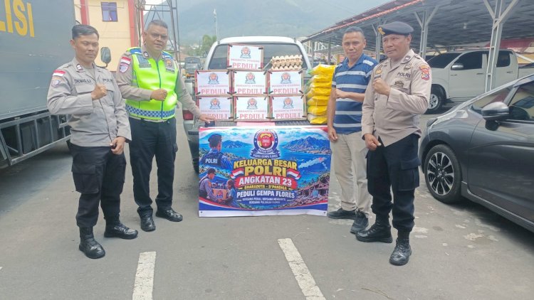 Polri Peduli, Leting BDN 23 Se-Indonesia Salurkan Bantuan bagi Warga Terdampak Gempa di Manggarai