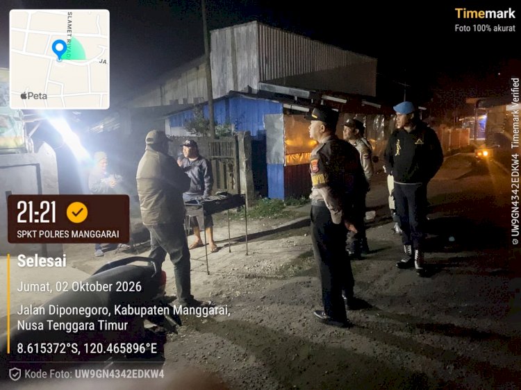 Jaga Kamtibmas, Pamapta II Bersama Piket SPKT dan Fungsi Laksanakan Patroli di Seputaran Kota Ruteng