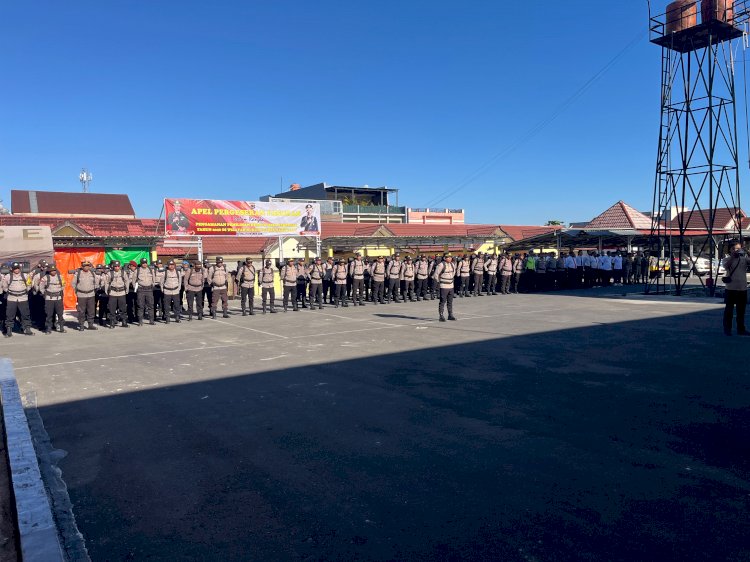 KAPOLRES MANGGARAI PIMPIN APEL PERGESERAN PASUKAN PENGAMANAN PILKADES SERENTAK 2026