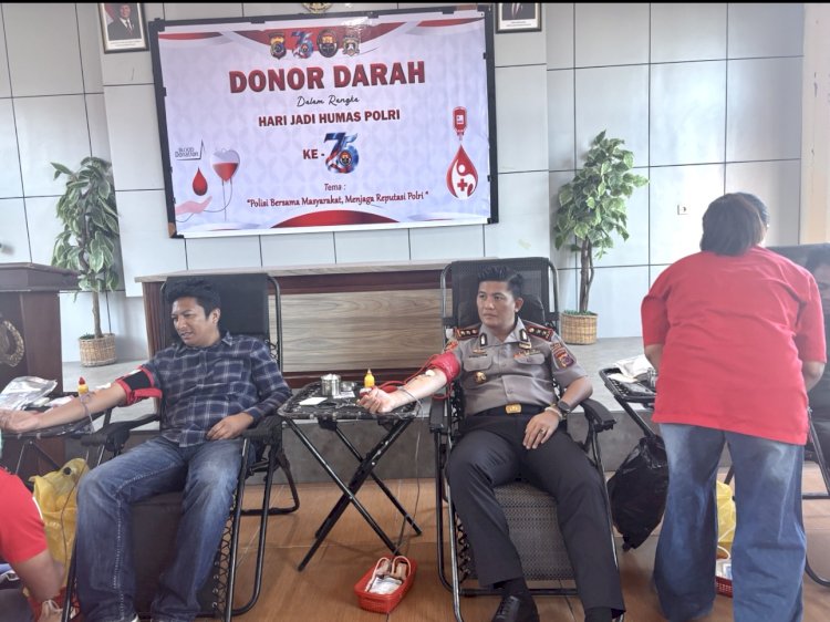 POLISI BERSAMA MASYARAKAT JAGA REPUTASI POLRI, HUMAS POLRES MANGGARAI GELAR DONOR DARAH SAMBUT HARI JADI HUMAS KE-75
